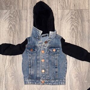 Little Bipsy Denim Jacket with Black Sleeves